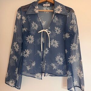 Floral Sheer Blue Blouse